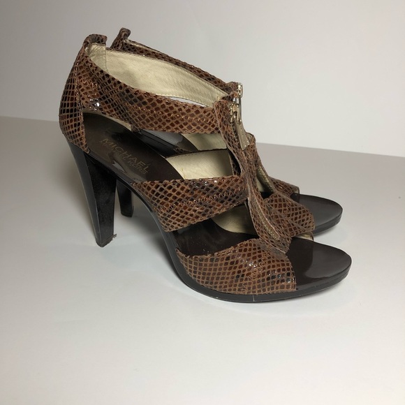 **SOLD** Brown Michael Kors snake skin heels - Picture 3 of 6